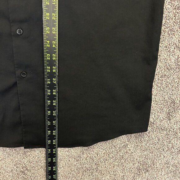 Van Heusen Mens Tall Fit Button Up Shirt Size 16.5 (35/36) Black Long Sleeve EUC - Picture 6 of 10